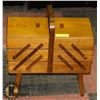 Image 1 : VINTAGE ACCORDIAN WOOD SEWING BOX. HOME,