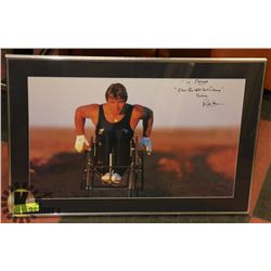 AUTOGRAPHED RICK HANSEN PHOTO 18 X 27