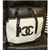 Image 1 : WHITE CHANEL QUILTED TOTE STYLE PURSE