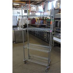 4 TIER CHROME-WIRE STORAGE RACK W/ CASTORS