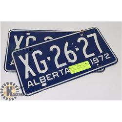 SET OF 1972 ALBERTA LICENSE PLATES
