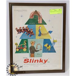 FRAMED SLINKY TOY VINTAGE AD