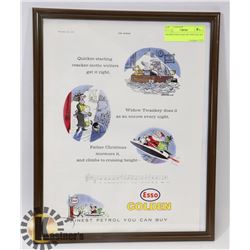 FRAMED ESSO GAS OIL VINTAGE AD