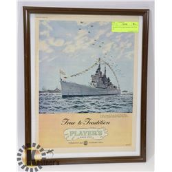 FRAMED PLAYERS SMOKES VINTAGE AD