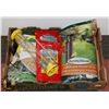 Image 1 : LARGE FLAT OF ASSORTED BIRD SEED AND FEEDER.