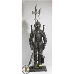 CAST IRON KNIGHT WITH HALBERD FIRE PLACE SET