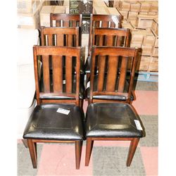 SET OF 6 WOOD AND LEATHERETTE SIDECHAIRS