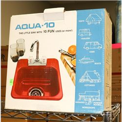 RED AQUA 10 LITTLE SINK WITH 10 FUN USES-FAUCET