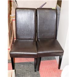 NEW PAIR OF BROWN LEATHERETTE TALL BACK DINING
