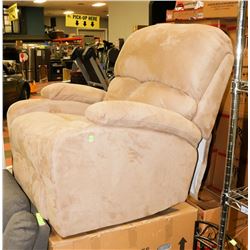 PAIR OF NEW BEIGE FABRIC ROCKER RECLINING CHAIRS