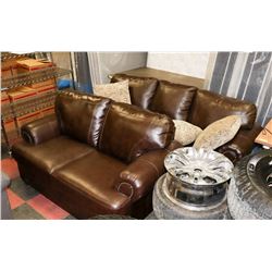 NEW BROWN LEATHERETTE NAILHEAD 78" SOFA W/ 65"