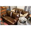 Image 1 : NEW BROWN LEATHERETTE NAILHEAD 78" SOFA W/ 65"