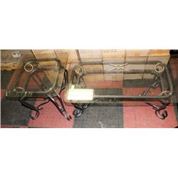 GLASS TOP METAL BASE END TABLE & COFFEE TABLE.