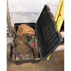 BLACK TOOL BOX WITH CONTENTS.