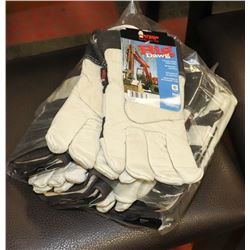 PK OF 6 BIG DAWG LEATHER WORK GLOVES SIZE L