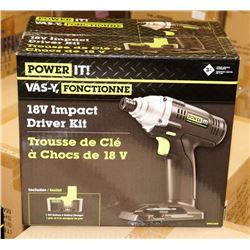 CASE OF 2 NEW POWER IT 18 VOLT IMPACT DRIVER KITS