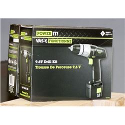 CASE OF 2 NEW POWER IT 9.6 VOLT DRILL KITS