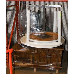 LOT OF FURNITURE INCL PICNIC TABLES, 3 OFFICE