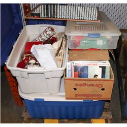 PALLET OF ASSORTED RECORDS AND CHRISTMAS ITEMS IN