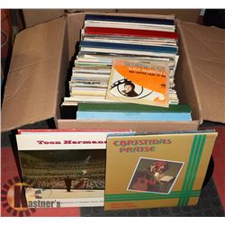 BOX OF 80+ ASSORTED RECORDS.