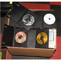 BOX OF 120 ASSORTED DVDS.