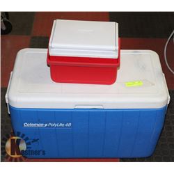 2 COLEMAN COOLERS 13 X 23 1/2 X 15"H, 7X10X7"H