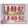 Image 1 : PAIR OF MATCHING 1965 ALBERTA PLATES