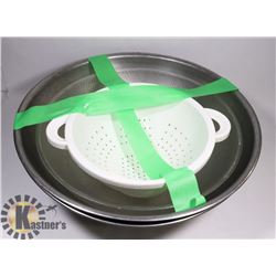 SET OF XL METAL MIXING BOWLS AND MORE