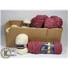 Image 1 : FLAT OF KNITTED WORSTED YARN 8 ROSE, 9 BALLS OF