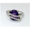 Image 1 : Amethyst & Diamond Crossover Design Ring