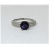 Image 1 : Amethyst & Diamond Sterling Silver Solitaire Ring