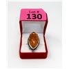 Image 2 : Large Marquis Orange Baltic Amber Ring