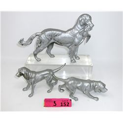 Three 1950's Cast Iron Hunting Dog Figurines