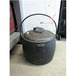 Vintage Cast Iron Cook Pot with Metal Lid