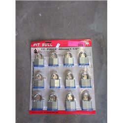 12 New 1 1/2" Laminated Padlocks - Identical Keys