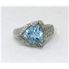 Image 1 : Blue Topaz & Diamond .925 Silver Dinner Ring