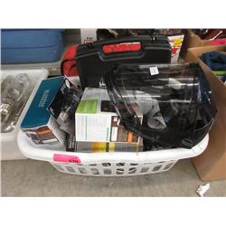 Tote of Shower Heads, Weather Station & More