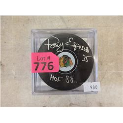 Tony Esposito Autographed Puck