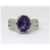 Image 1 : Sterling Silver Amethyst & Diamond Cocktail Ring