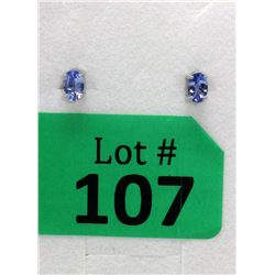 New Sterling Silver 1 CT Tanzanite Stud Earrings