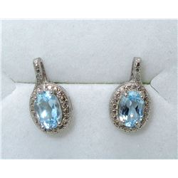 New Blue Topaz & Diamond Stud Earrings