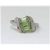 Image 1 : Sterling Silver Peridot & Diamond Ring