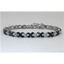 Ladies Crossover Design Blue Diamond Bracelet