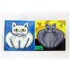 Image 1 : 2 Signed Modernist Fat Cat Textured Ceramic Tiles