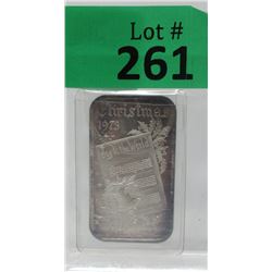 1 Oz Vintage 1973 Christmas .999 Silver Bar