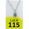 Image 1 : Emerald & Diamond Sterling Silver Pendant