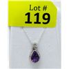 Image 1 : Amethyst & Diamond Sterling Silver Pendant