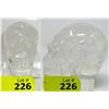 Image 1 : 4" x 3" Carved 3-D Clear Quartz Gemstone Skull