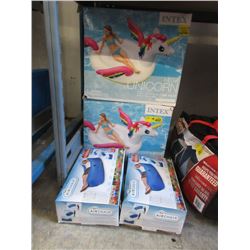 2 Adult Size Unicorn Floats & 2 Air Chairs