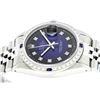 Image 2 : Rolex Mens Stainless Steel Blue Vignette Diamond & Sapphire Datejust Wristwatch